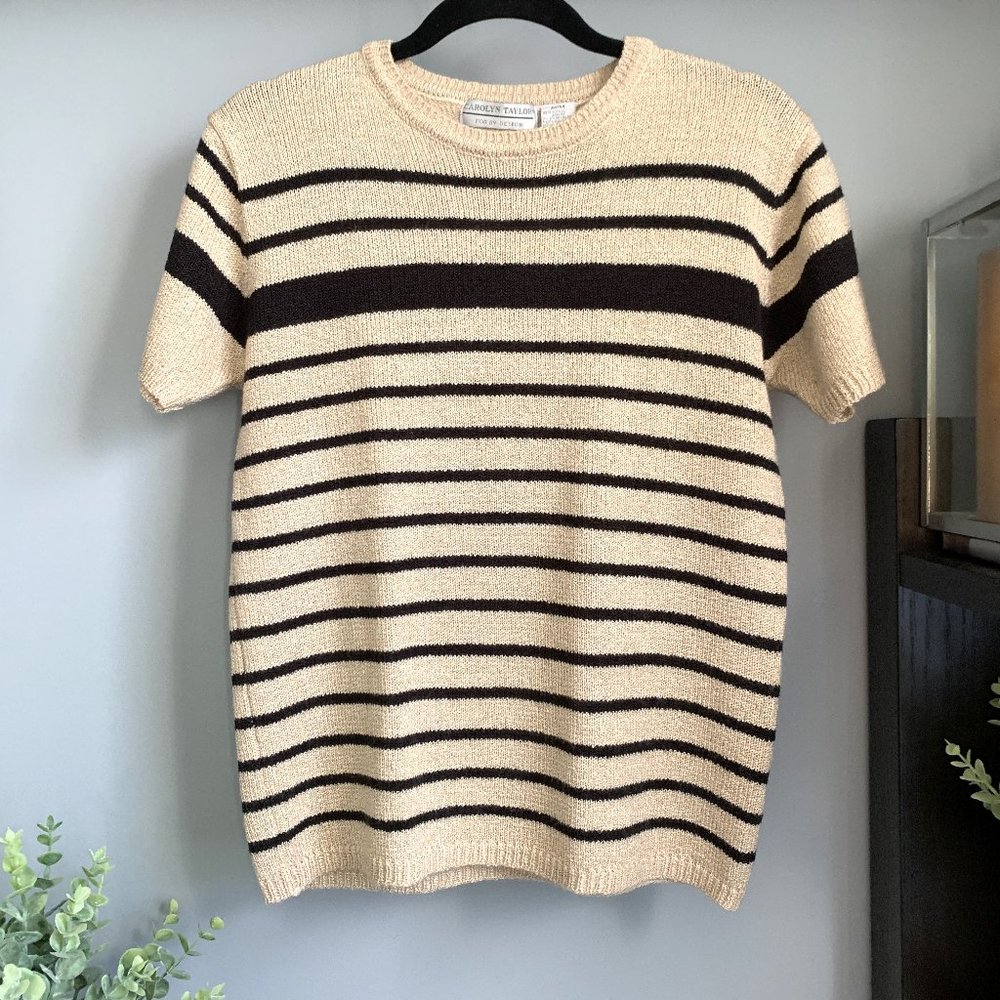 Vintage Carolyn Taylor Short Sleeve Sweater (Beige) M